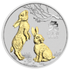 1 $ Dollar Lunar III Rabbit - Hase Australien 1 oz Silber gilded vergoldet 2023
