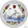 2 $ Dollar Liebe ist wunderbar - Love is precious Swans - Schwäne Niue Island 1 oz Silber 2023 **
