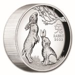 8 $ Dollar Lunar III Rabbit - Hase High Relief Australien 5 oz Silber PP 2023 **