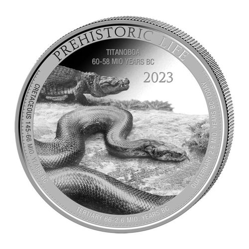 20 Francs Prehistoric Life - Titanoboa Kongo Congo 1 oz Silber 2023