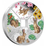 4 x 1 $ Dollar Lunar III Rabbit - Hase Quadrant Four Coin Set Tuvalu 4 x 1 oz Silber 2023 **