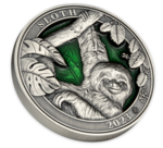 5 $ Dollar Colours of Wildlife - The Sloth -  Faultier High Relief Barbados 3 oz Silber 2023
