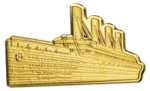 10 $ Dollar R.M.S. Titanic Shaped Solomon Islands 1 Gramm Gold 2023