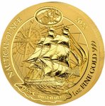 100 Francs Nautical Ounce - USS Constitution Ruanda Rwanda 1 oz Gold BU 2022
