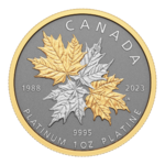 300 $ Dollar Pure Platinum Coin - Maple Leaf Forever Kanada 1 oz Platin Reverse Proof 2023