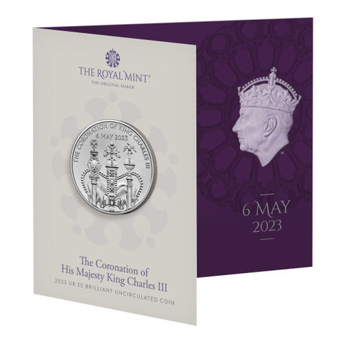 5 Pounds Pfund Coronation - Krönung King Charles III Grossbritannien UK BU im Folder 2023