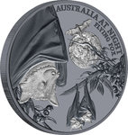 1 $ Dollar Australia at Night - Flying Fox - Flughund - Black Proof Niue Island 1 oz Silber 2023 **
