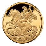 5 Pound Pfund Masterpiece St George & the Dragon - St. Helena 1 oz Gold PP 2023