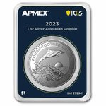 1 $ Dollar Rough-Toothed Dolphin Apmex MintDirect® PCGS First Strike Australien 1 oz Silber 2023