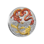 1 $ Dollar Chinese Myths and Legends - Red Dragon And Koi Coloured Australien 1 oz Silber BU 2023 **
