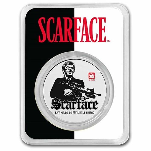 5.000 Francs 40th Anniversary - 40 J. Scarface Colorized Tschad 1 oz Silber im Blister 2023 **