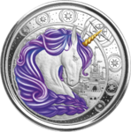 5 Cedis Aurora - Purple Unicorn - Einhorn Ghana 1 oz Silber PP 2023 **