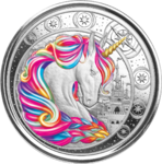 5 Cedis Blossom - Rainbow Unicorn - Einhorn Ghana 1 oz Silber PP 2023 **