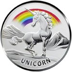 50 Cents Asian Mythical Creatures - Unicorn Rainbow Coloured - Einhorn Fiji 1 oz Silber BU 2023 **