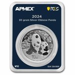 10 Yuan Chinese Panda China Apmex MintDirect® + PCGS First Strike 30 Gramm Silber 2024