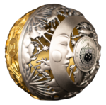 5 $ Dollar Sun and Moon -Sonne & Mond Filligree Spherical Coin Samoa 2 oz Silber 2024